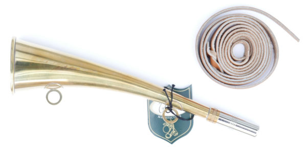 Signalhorn aus Messing gross mit schönem Lederband